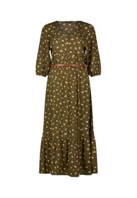 zero - Volantkleid, 7/8-lang, V-Ausschnitt, für Damen - 5813 KHAKICREAM