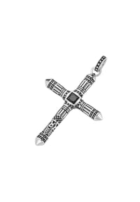 GIORGIO MARTELLO MILANO - Anhänger Kreuz mit schwarzen Zirkonia, Silber 925 - silber