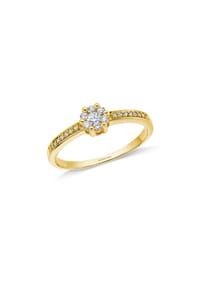 MONCARA - Damen Ring, 585er Gold, 21 Diamanten, zus. ca. 0,25 Karat - Gelbgold