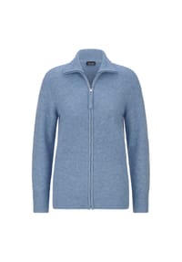 GOLDNER - Kurzgröße:  Melange-Cardigan mit Reißverschluss - blau / melange