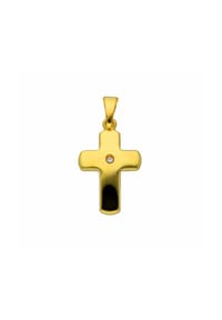Adelia's - Adelia's Damen Kreuzanhänger 585 Gold ( 14K ) mit 1 Diamant ( 0,008 ct ) – Goldanhänger Kreuz - gold
