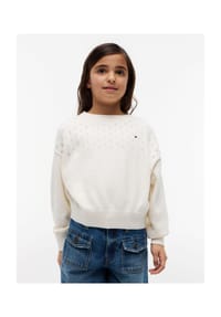 TOMMY HILFIGER - Sweatshirt, Baumwolle, für Kinder - YA8  WHITE