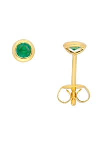 Adelia's - Damen Gold Schmuck 585 Gold Ohrringe  Ohrstecker mit Smaragd - grün