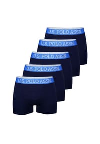 U.S. POLO ASSN. - Herren Boxershorts, 5er Pack - Trunks, Logo, Baumwoll-Stretch - Blau