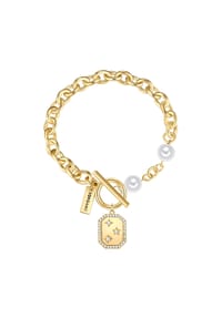 YOKOAMii - Damen Armband aus Messing in Gelbgold mit Zirkonia und Perle (synth.) - gelbgold