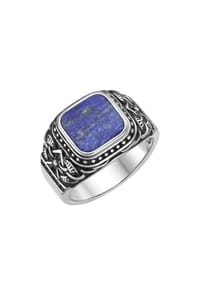 GIORGIO MARTELLO MILANO - Ring Siegelring mit blauer Lapis-Einlage, Silber 925 - blau