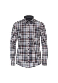 CASAMODA - Herren Flanellhemd kariert Casual Fit - Dunkelrot
