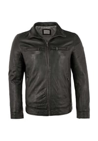bugatti - Herren Lederjacke Kunstfell Lammnappa schwarz - schwarz