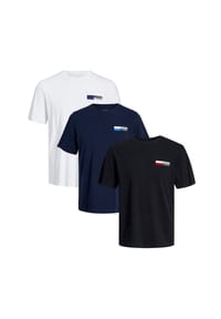 JACK & JONES - T-Shirt 3er Pack Corp - Black / small print