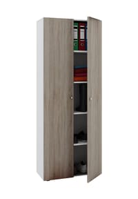 VCM. - Büroschrank mit 5 Fächern| moderner Aktenschrank mit Drehtüren | Maße B. 70 x H. 178 x T. 40 cm – Vandol - Buche / Weiß