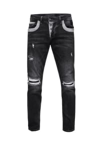 RUSTY NEAL® - Jeans YOKOTE mit farblich abgesetzten Details - Black Used
