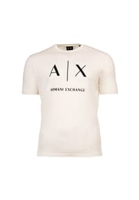 ARMANI EXCHANGE - Herren T-Shirt - Rundhals, Kurzarm, Logoprint, Baumwolle - Creme