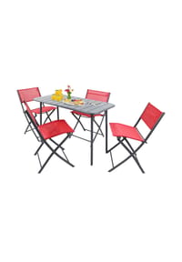 VCM. - 5-tlg Gartenmöbel Set | Sitzgruppe Essgruppe | 1xTisch, 4x Stühle | Tisch Maße ca. H. 72 x B. 110 x T. 55 cm | Klappbar | Garten Set - Sumila - Rot
