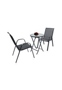 VCM. - 3-tlg Gartenmöbel Set | Sitzgruppe Essgruppe | 1xTisch, 2x Stühle | Tisch Maße ca. H. 89 x B. 55 x T. 55 cm | Garten Set - Sonlas - Anthrazit