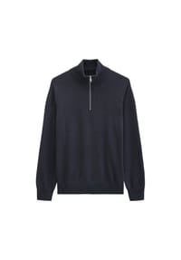 Marc O'Polo - Herren Strickpullover mit Troyer - Knit Pullover, Regular Fit, Baumwoll-Schurwoll-Mix - Dunkelblau