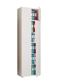VCM. - XXL Büroschrank mit 5 Fächern und einem Aufsatz | moderner Aktenschrank mit Drehtüren | Maße ca. H. 223 x B. 70 x T. 39 cm – Lona 5-Fach - Buche