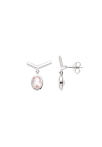 carolin stone - Ohrstecker 925/- Sterling Silber 2 Rosenquarz - rosa