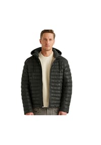 MILESTONE® - Herren Lederjacke Steppjacke Lammnubuk Kapuze schwarz - schwarz