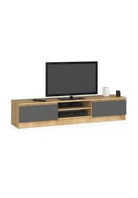 Akord - TV-Lowboard K160 mit 2 Türen und 4 Einlegeböden - artisan-eiche/grau