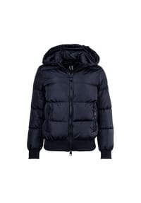ARMANI EXCHANGE - Damen Daunenjacke - Steppjacke mit Kapuze, Reißverschluss, Echte Daunen, Warm Gefüttert - Dunkelblau