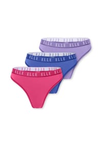 ELLE - Tanga Thong - ELLE LOGO - Black, beige, beige