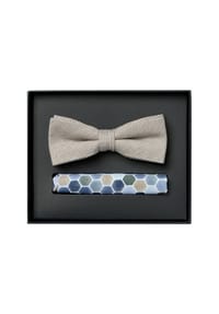VENTI - Herren Set aus Fliege und Einstecktuch gemustert - Beige