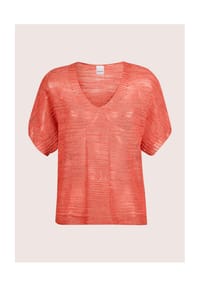 MADELEINE - Halbarm-Pullover mit Glanz-Effekt - apricot / goldfarben
