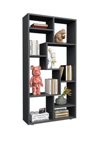 VCM. - Holz Standregal Bücherregal Medienregal Aufbewahrung Raumteiler Deko Regal Lanisa M - Anthrazit