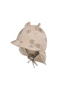 maximo® - GOTS BABY-Schildmütze, Öhrchen Musselinstoff, Nackenschutz, Bindeband - altrosa