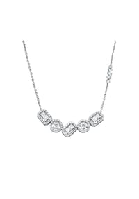 MICHAEL KORS PREMIUM - Michael Kors Damenhalskette aus rhodiniertem Sterlingsilber mit gemischtem Schliff und Halo-Design, MKC1840040 - Silber