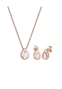 elli. - Schmuckset Tropfen Drop Zirkonia Klassik 925 Sterling Silber - Rosegold