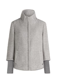 BETTY & CO - Kuscheljacke mit Rippbündchen - Grau/Weiß