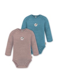 normani® - 2er Pack Baby Merino Body Langarm Auckland - Anthrazit/Beige