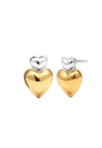 elli. - Ohrringe Ohrstecker Herz 925 Sterling Silber - Zweifarbig