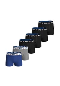 NFL - Herren Boxershorts, 6er Pack - NFL Shield 6Pack Boxers, Baumwoll-Stretch, Logobund - Blau/Grau/Schwarz