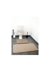 ZELLERFELD - Harmonie 3 Teiliges Bademattenset und Waschbar mit Federmotiv aus Polyester - Anthrazit OneSize