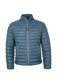 MILESTONE® - Herren Lederjacke Steppjacke Lammnappa himmelblau - himmelblau
