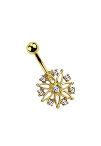 Adelia's - Bauchnabelpiercing Banane Blume mit acht Steinen - grün
