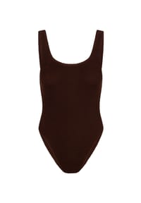MODA MINX - Badeanzug Scrunch Scoop Neck Swimsuit mit strukturiertem Scrunch-Material - Brown