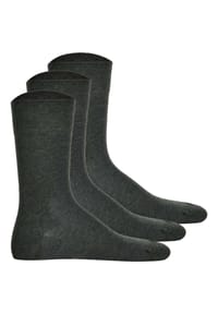 Hudson - 3 Paar Herren Socken, Relax Cotton Strumpf, ohne Gummifäden, Einfarbig - Grau