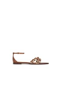 Kazar - Flache braune und goldene Sandalen mit spitzen Zehen - Braun