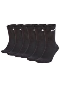 NIKE - Unisex 6er Pack Sportsocken - Everyday, Cotton Lightweight Crew, einfarbig - Schwarz