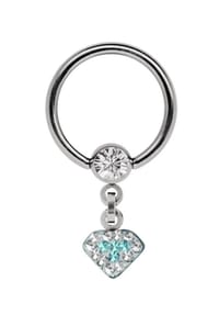 Adelia's - Intimpiercing Ring Kugel mit Kette und Strass Steinen - hellblau