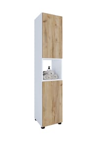 VCM. - Holz Badezimmerschrank | Badmöbel | Stand Badregal | Hochschrank | Maße ca. H. 153 x B. 31 x T. 30 cm - Flandu - Anthrazit / Honig-Eiche