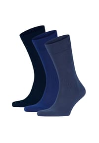 FALKE - Herren Socken 3er Pack - Kurzsocken, Geschenkbox, uni - Navy/Hellblau/Dunkelblau