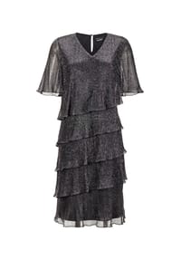 GOLDNER - Elegantes Abendkleid mit Glanz-Effekt - schwarz / silberfarben / gemustert