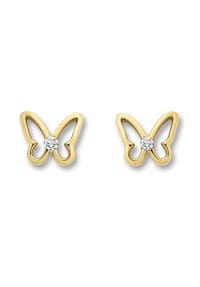 ONE ELEMENT - Zirkonia Schmetterling Ohrringe Ohrstecker aus 333 Gelbgold - gold