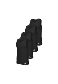 adidas - Herren Unterhemden, 4er Pack - Ergonomic Tank Top 4PK, Active Flex Cotton, ärmellos, einfarbig - Schwarz