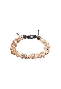 KUZZOÍ - Armband Surfer Kauri Muscheln Glasperle Nylon 925 Silber - Weiß