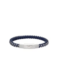 EMPORIO ARMANI N/A - Emporio Armani Herren-Lederarmband mit ID-Plakette aus Edelstahl, EGS3319040 - Silber